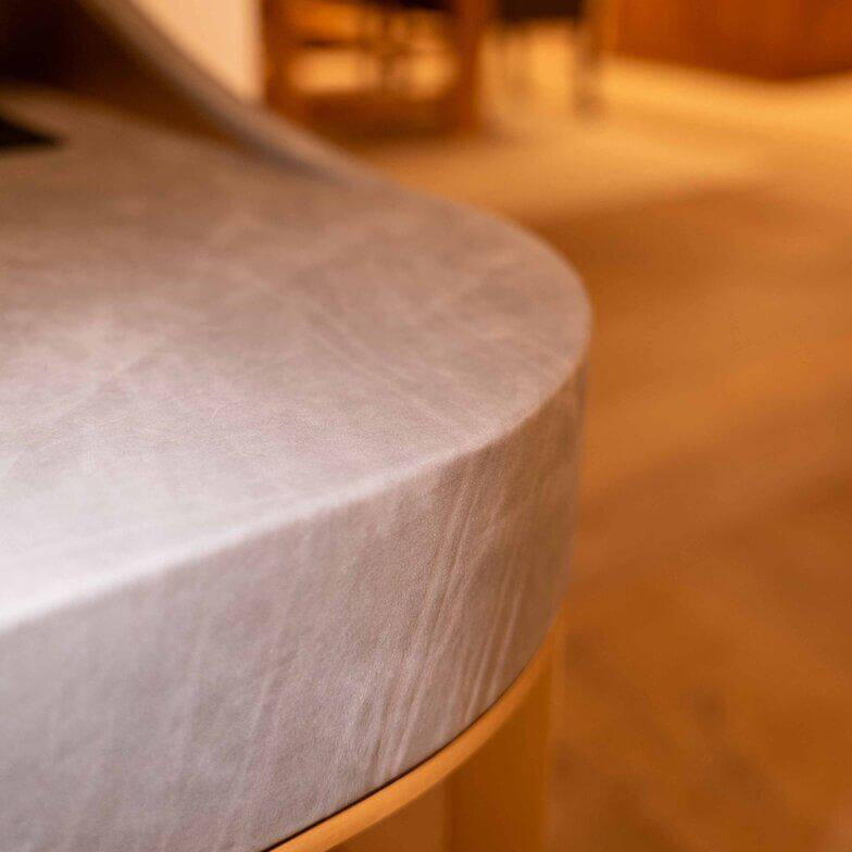 Baxter - Schreibtisch Yves Leder Kashmir Mousse Grau Gestell Messing - 2