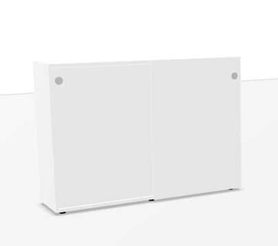 Schiebetüren-Sideboard Basic S Solitär Premium Weiß