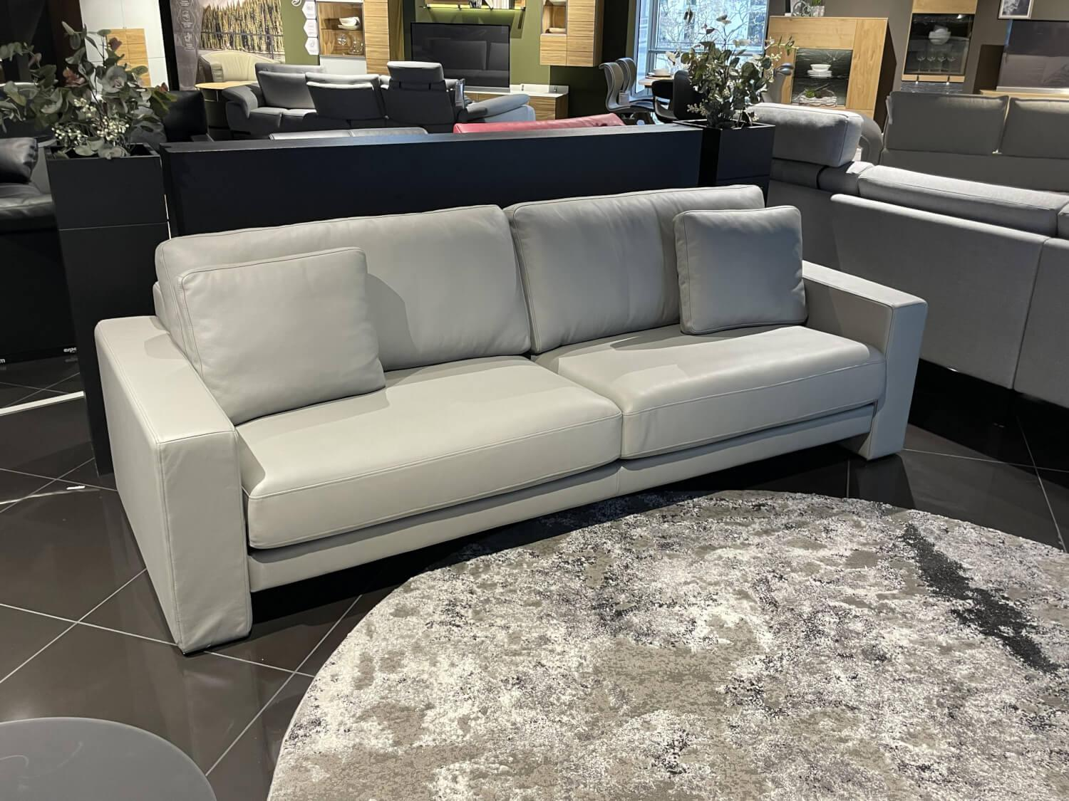 Rolf Benz - Sofa Ego Leder 38 101 Hell Steingrau Grau - 4