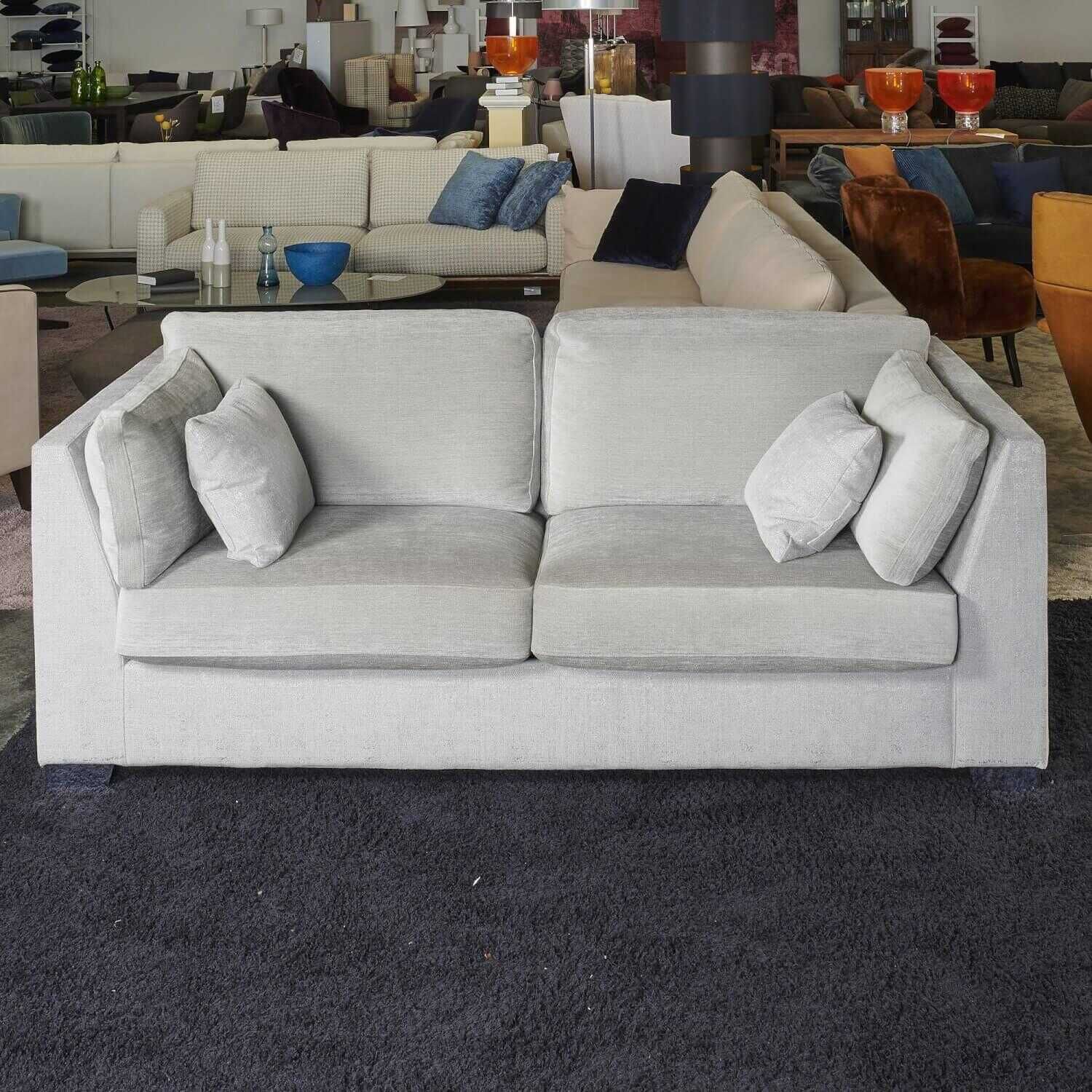 Sofa Inspiration Stoff Prato Grau mit 4 Kissen