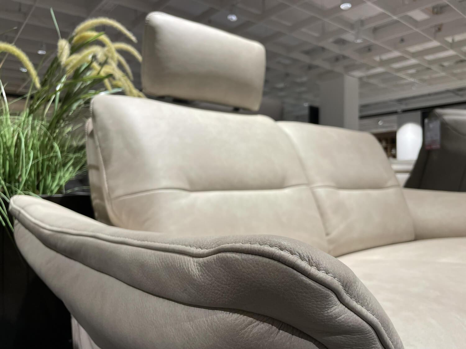 himolla - Polstergarnitur Teoma 6076 R Leder Eleganza 27 Elfenbein Beige Metallfüße Edelstahloptik - 3