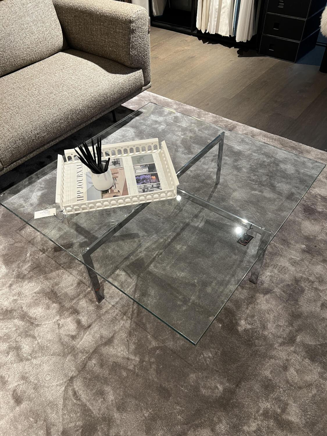 Knoll International - Couchtisch Barcelona Platte Kristallglas Gestell Flachstahl Hochglanz Verchromt - 2