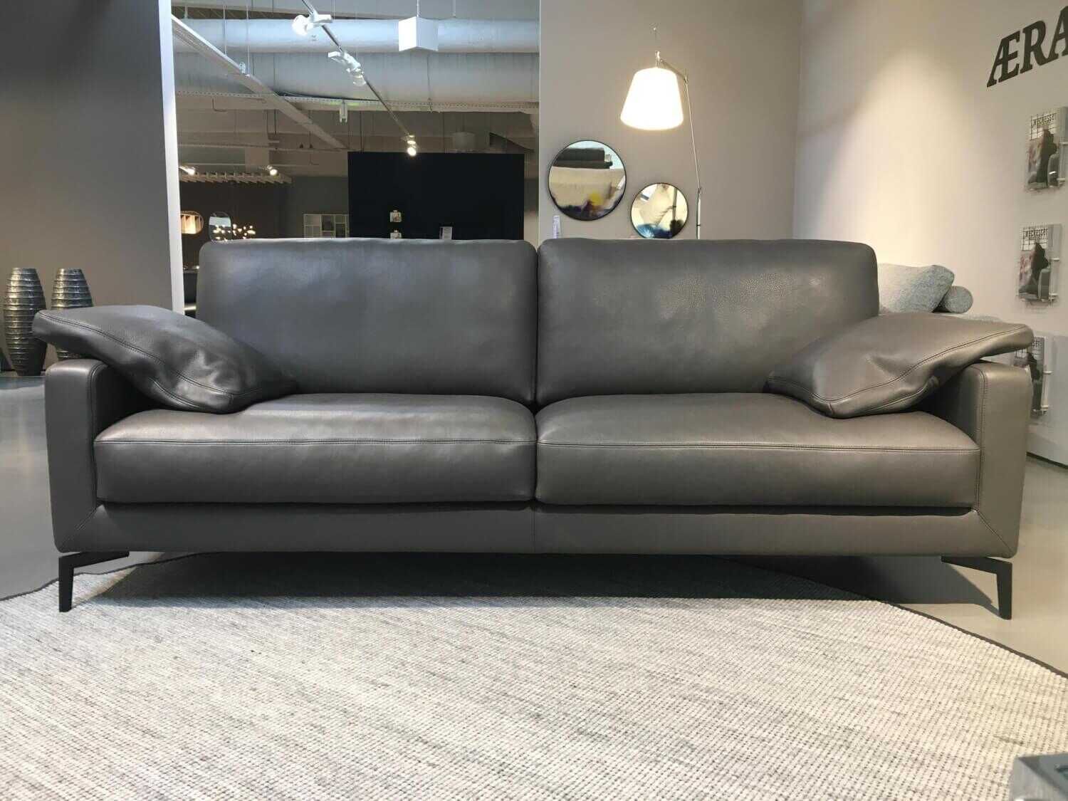 Violetta - Sofa Vita 14 Leder Kiowa 4/80 51 Nachtgrau PG 80 Füße Schwarz - 2