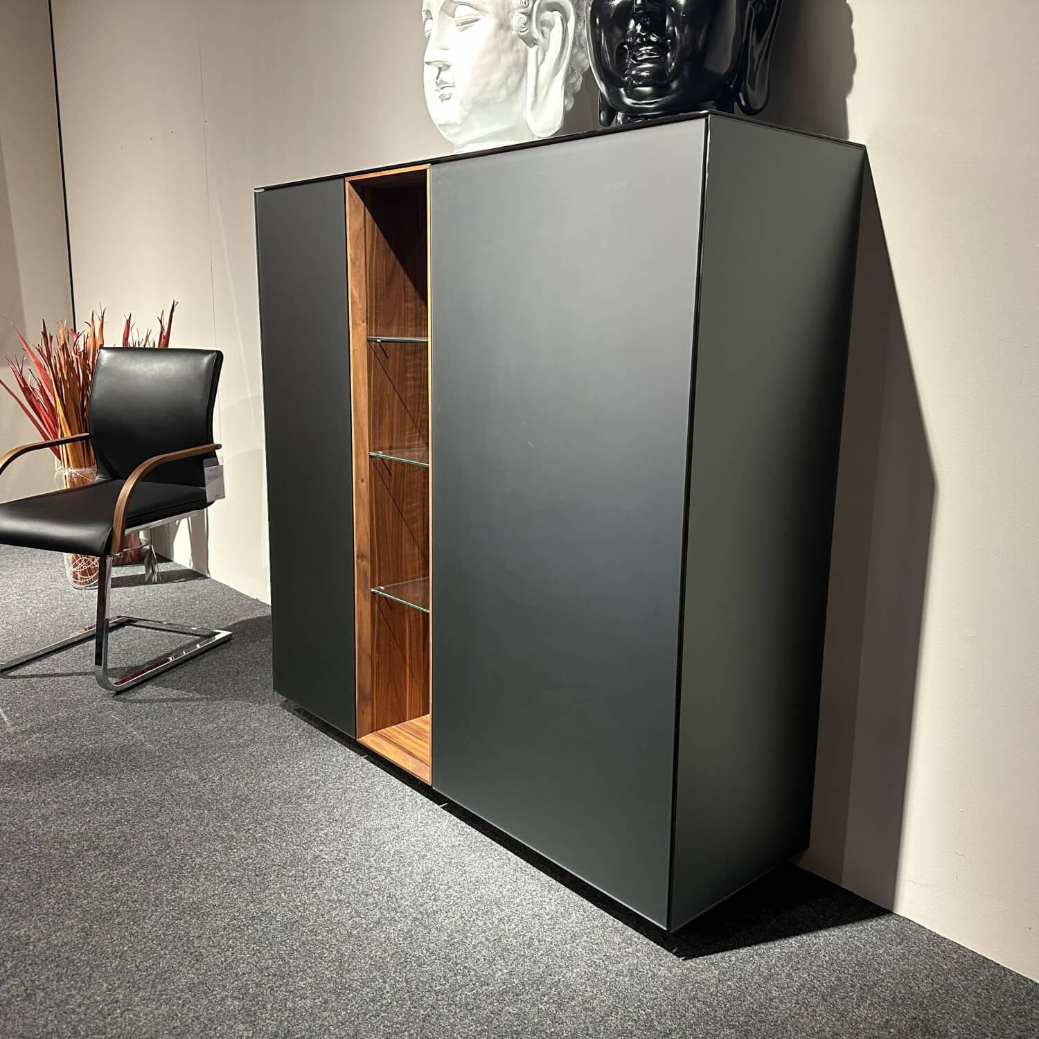 Team 7 - Highboard Cubus Pure Nussbaum Natur Glas Stahl Matt Inkl. Beleuchtung - 4