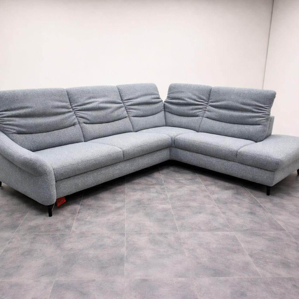 Mondo - Ecksofa 1592 Stoff 10 Bahama Niagara Grau Gestell Metallfüße Anthrazit - 4