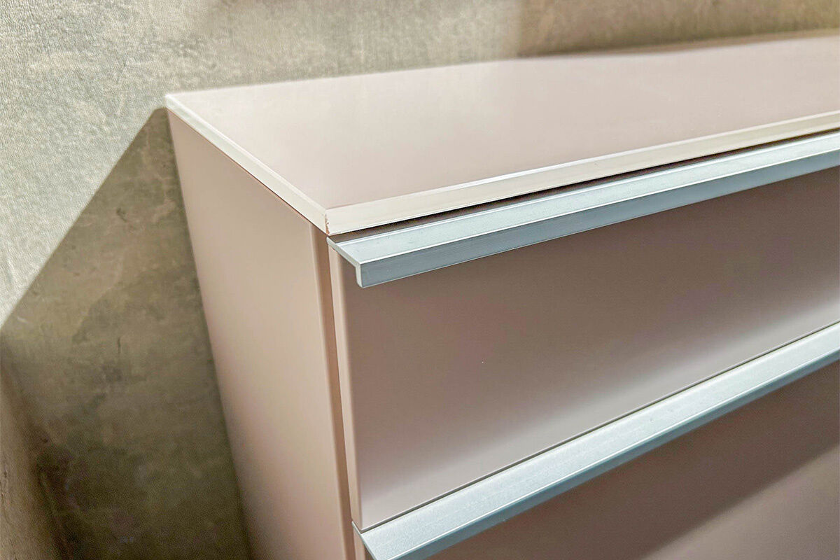 Schönbuch - Schuhschrank Basic MDF Lackiert Altrosa Abdeckplatte Glas  - 2