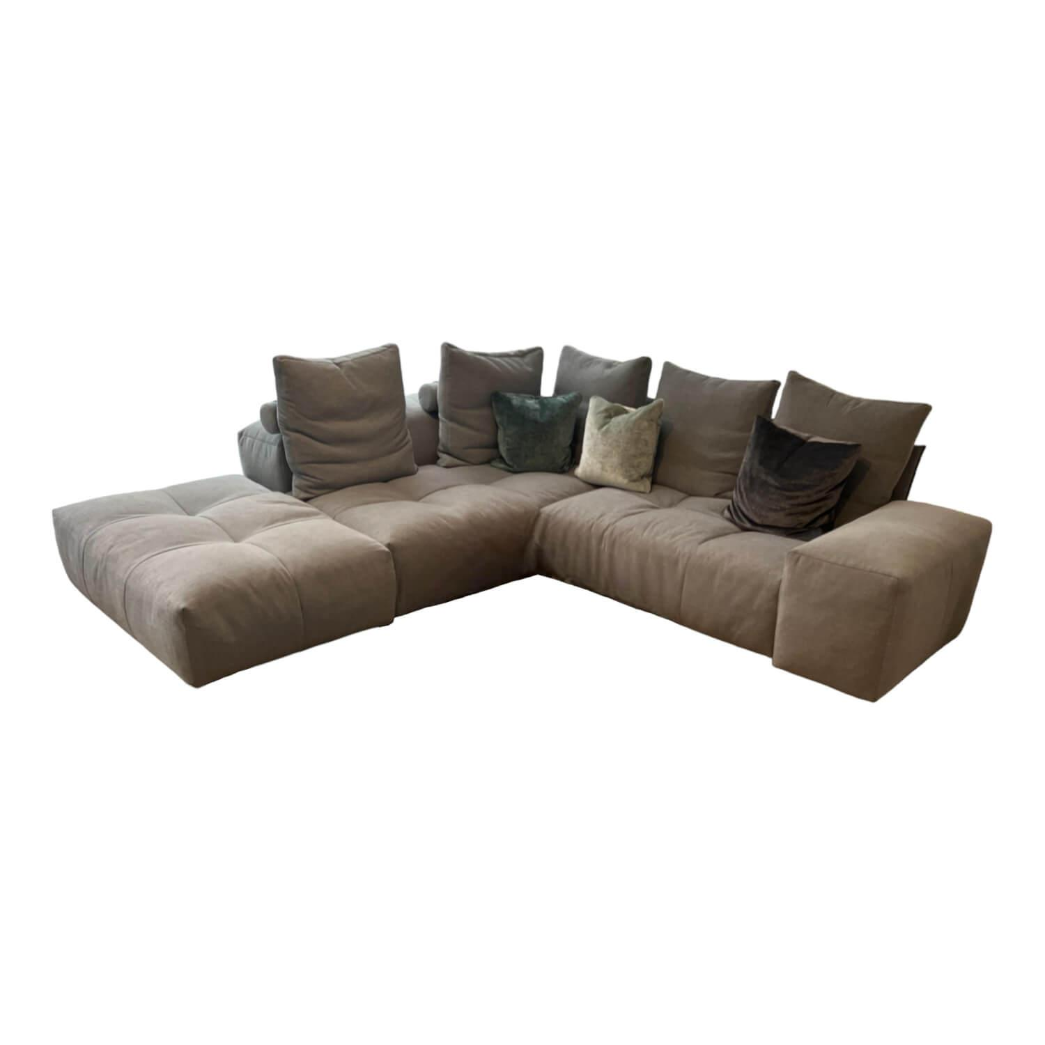 Saba Italia - Ecksofa Pixel Stoff VIP AT 192 13 Grau Inklusive Hocker Ohne Kissen - 1