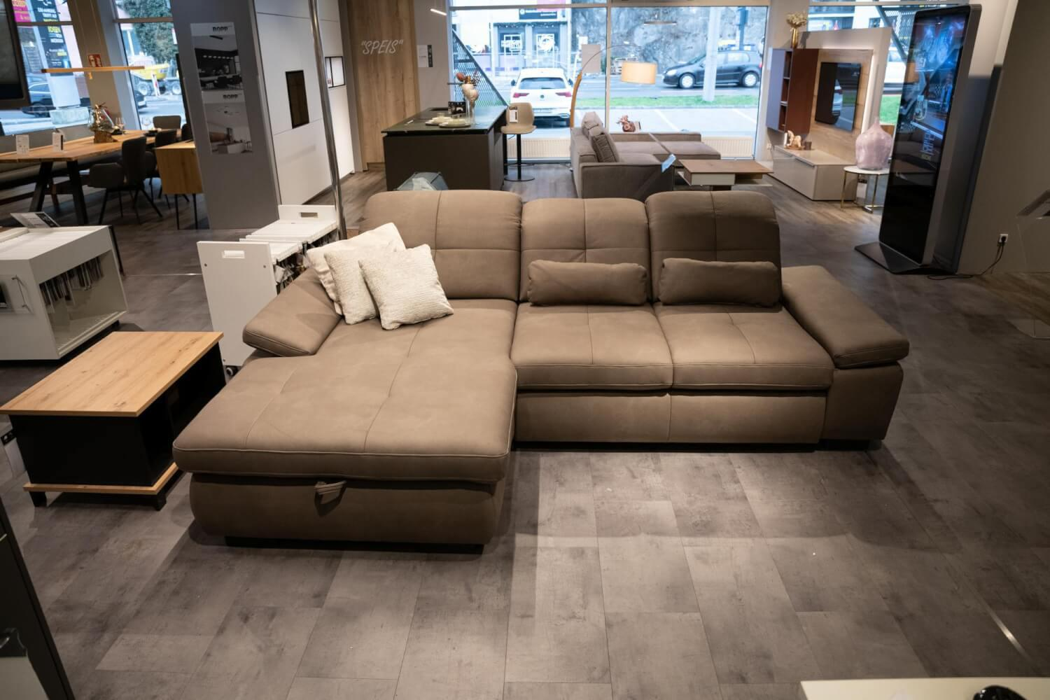 Megapol - Ecksofa Modulmaster Bezug Stoff Mammut Nougat 02 Mit Bettfunktion Und Stauraum - 8