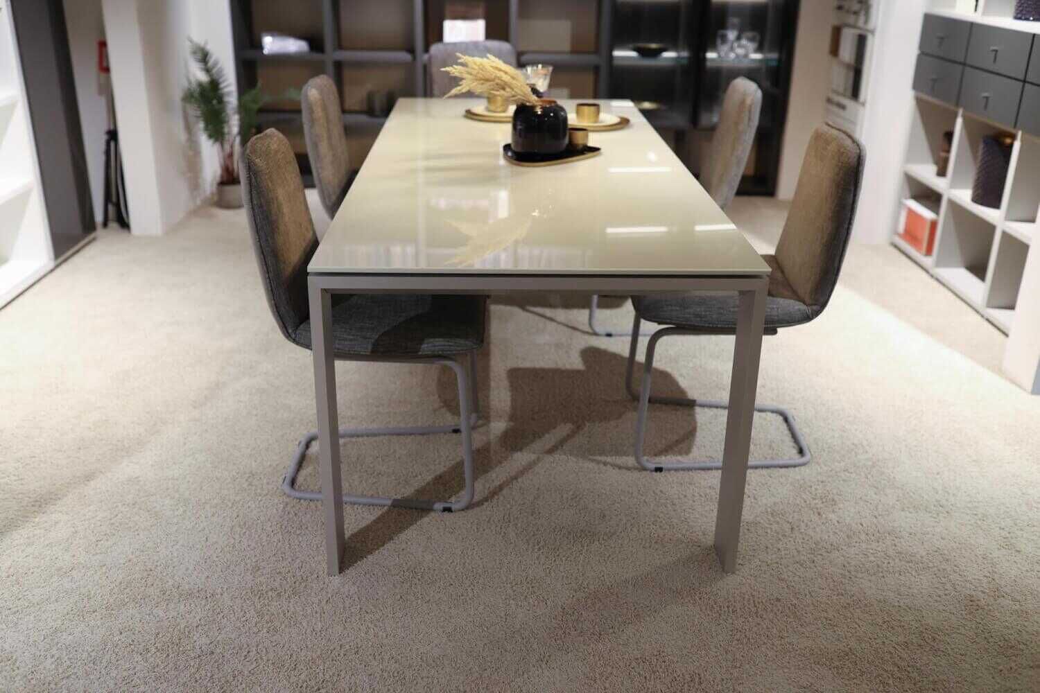 Hülsta - Tisch ET 1000 Plus Optiwhite Glas Ausziehbar Alufarbig - 2