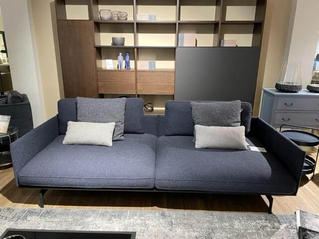 Rolf Benz - Polstergruppe Liv Smart Stoff 24.415 Graublau 24.144 Schwarzblau Aluminiumgestell Verkehrschwarz mit Couchtisch-Set - 3