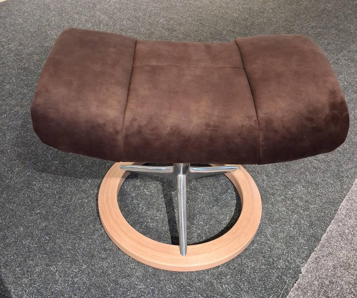 Stressless - Sessel Reno M Stoff Magnolia Brown Braun Gestell Signature Metall Und Eiche Inklusive Hocker - 4