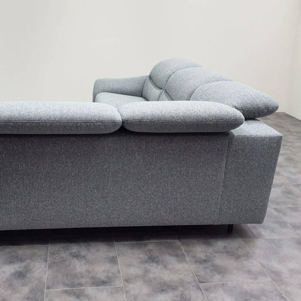 Mondo - Ecksofa 1592 Stoff 10 Bahama Niagara Grau Gestell Metallfüße Anthrazit - 2