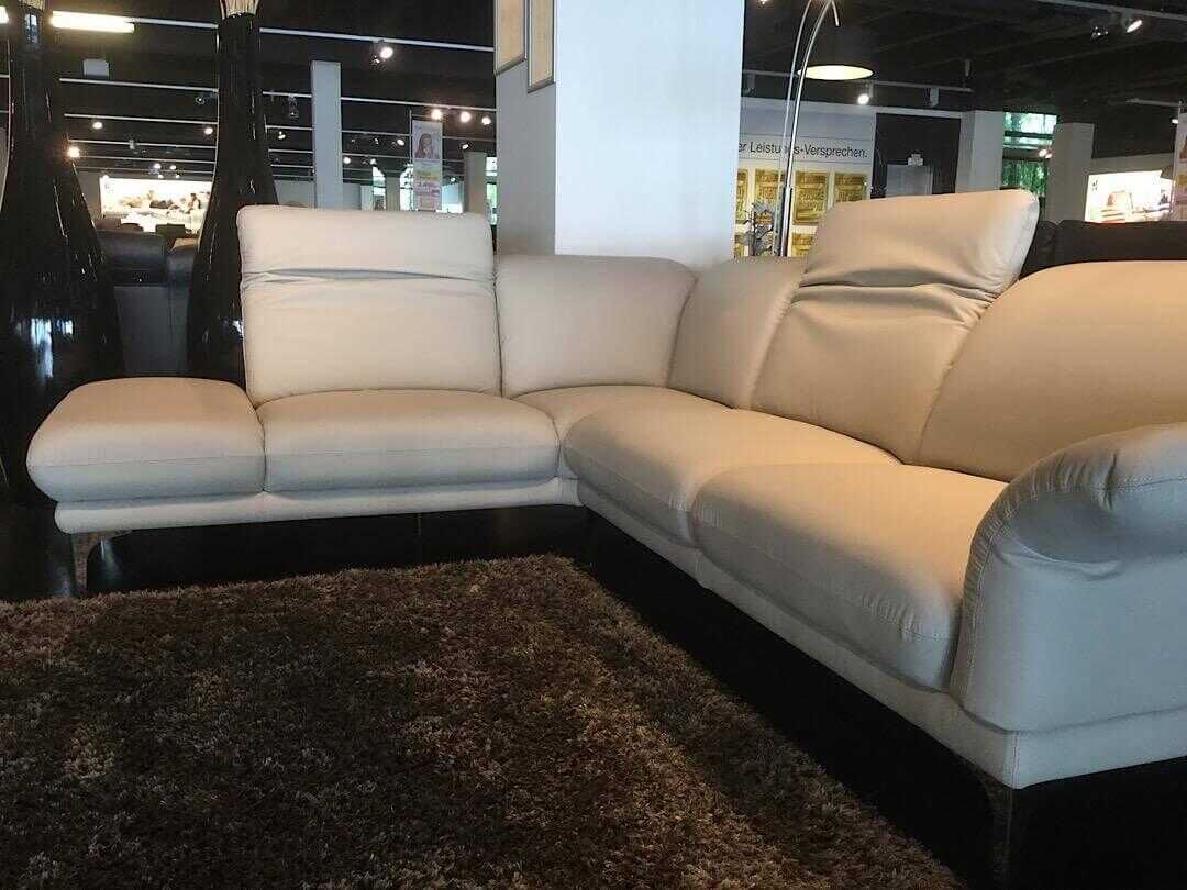 Gio Mano - Ecksofa Thomson Leder Grau mit verstellbarer Lehne - 3