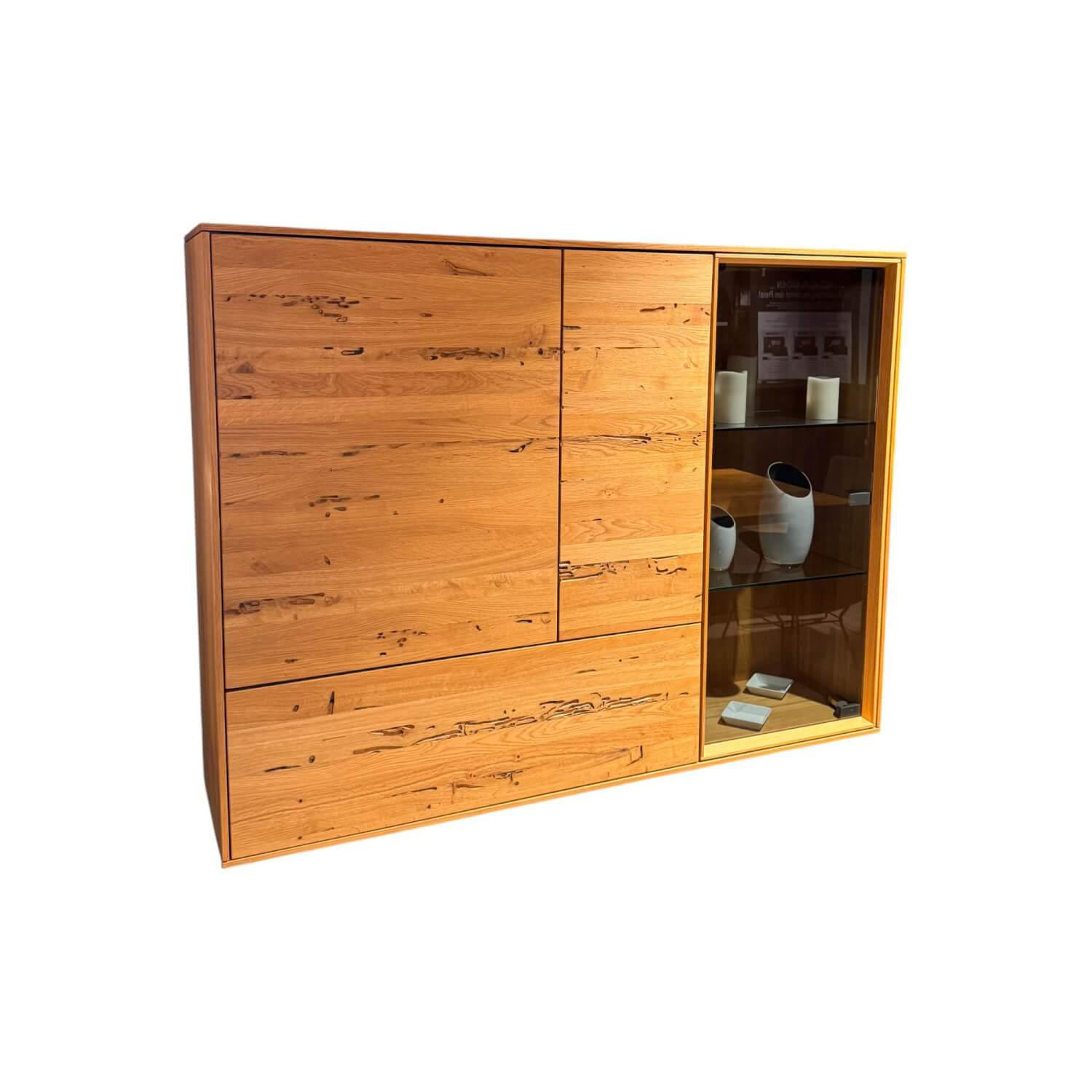 Hängeschrank Eiche Natur Front Venedig Eiche Natur Und Rauchglas Mit Beleuchtung