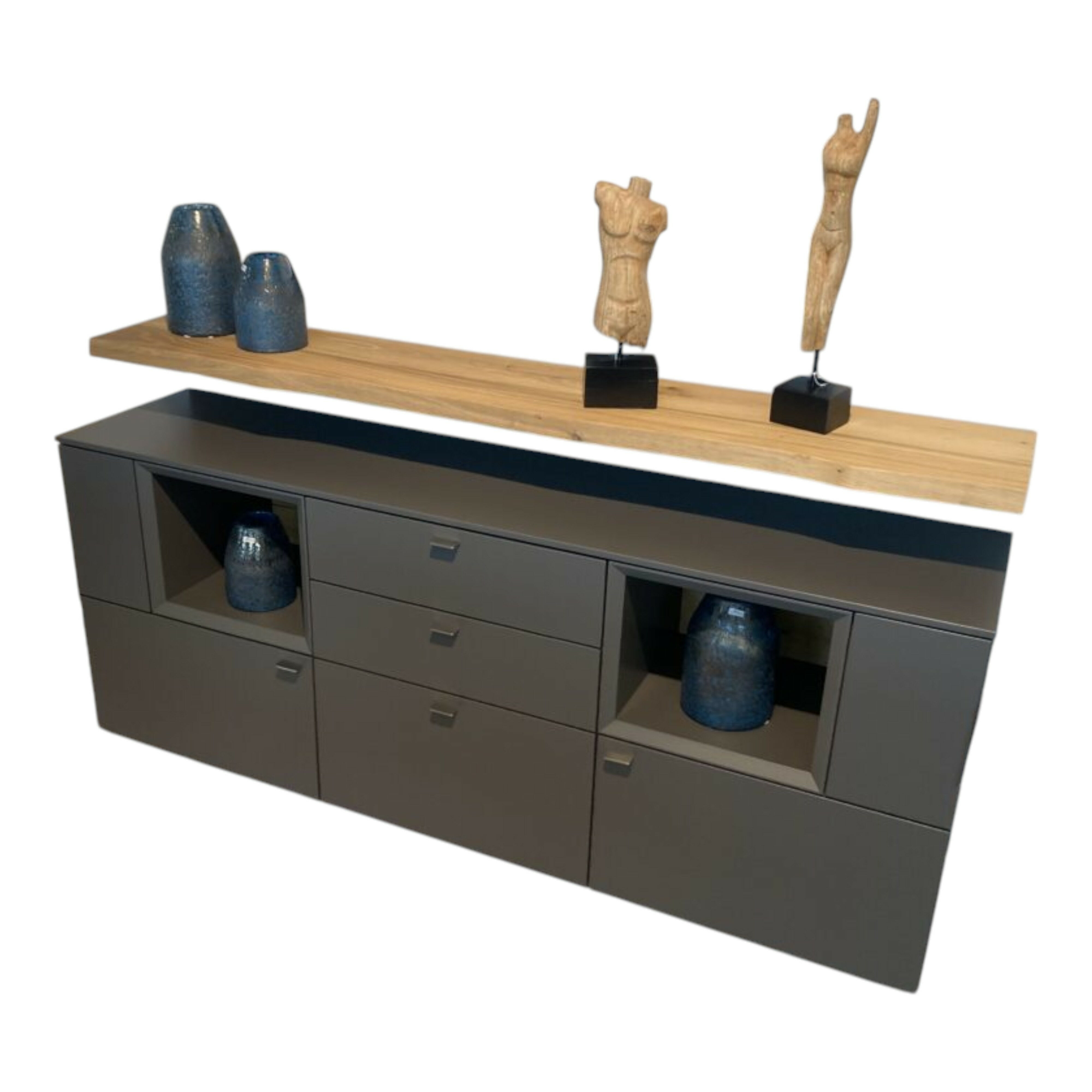 Venjakob - Sideboard Vitus Lack Schiefergrau Matt Ablage Eiche Rustico Hell Geölt - 1