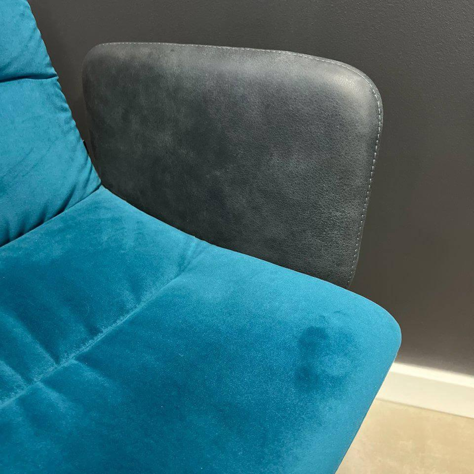 KFF - Stuhl Arva Light Außen Leder Sauvage Anthrazit Innen Stoff Seven Petrol Blau 4 Fuß Sterngestell Schwarz - 2