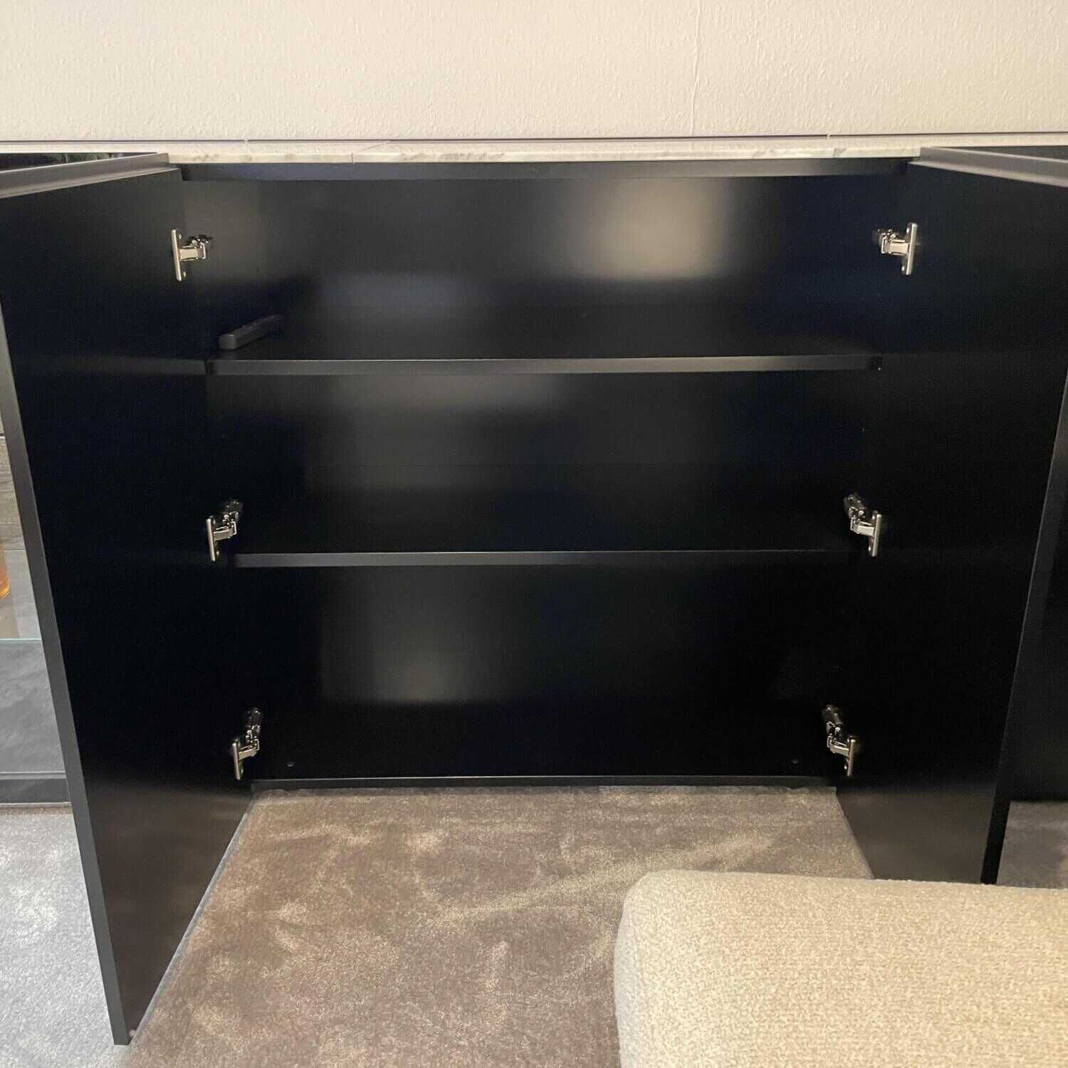 Interlübke - Sideboard Just Cube Light Lack Onyschwarz Matt Klarglas Onyxschwarz Lackiert Abdeckplatte Marmor Pan - 8