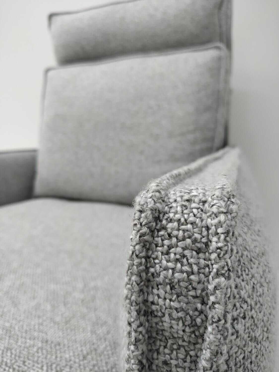 IP Design - Sessel Cube Lounge Stoff Mara Grau mit Hocker - 8