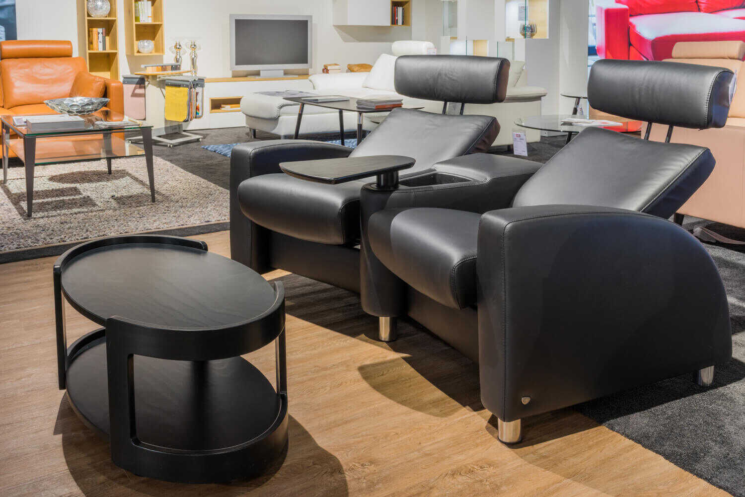 DSC00352-1500 Stressless - Heimkino Arion Leder Schwarz Mit Hocker - 2