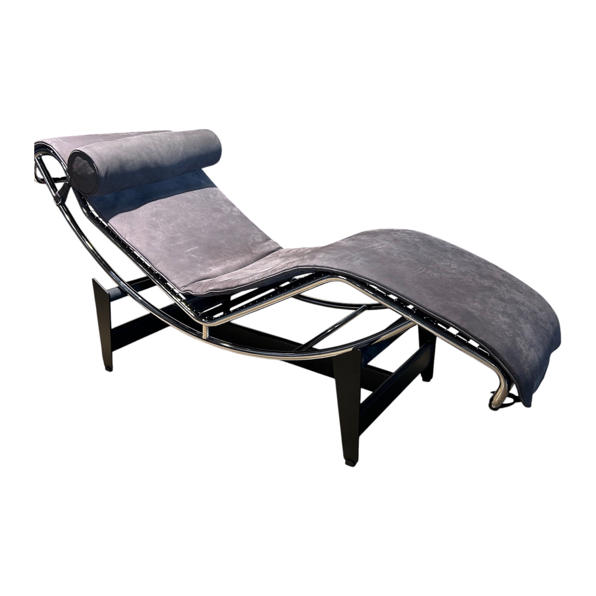 Cassina - Liege 4 Chaise Longue À Réglage Continu Leder Nabuk Carbone Schwarz Grau Gestell Stahl Verchromt - 1