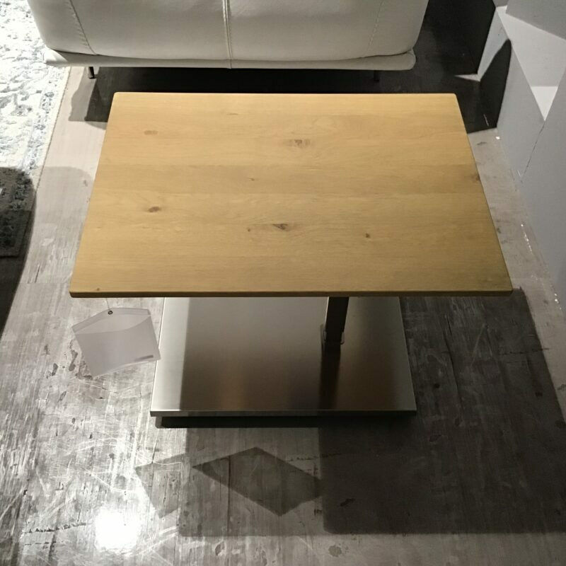 Ronald Schmitt Design - Couchtisch Duett Platte Wildeiche Massiv Bianco Gewachst Und Geölt Sockel Edelstahl - 4