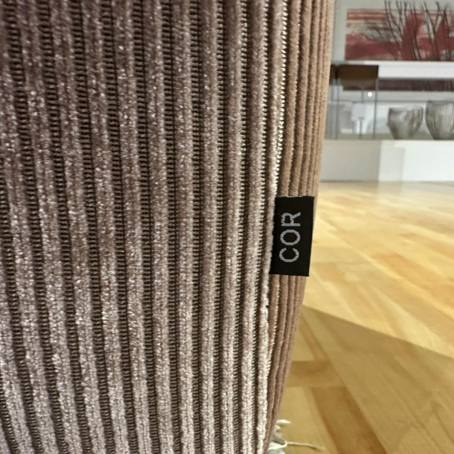 COR - Sofa Moss fabric 9075 old rose pink foot chrome-plated with stool - 6