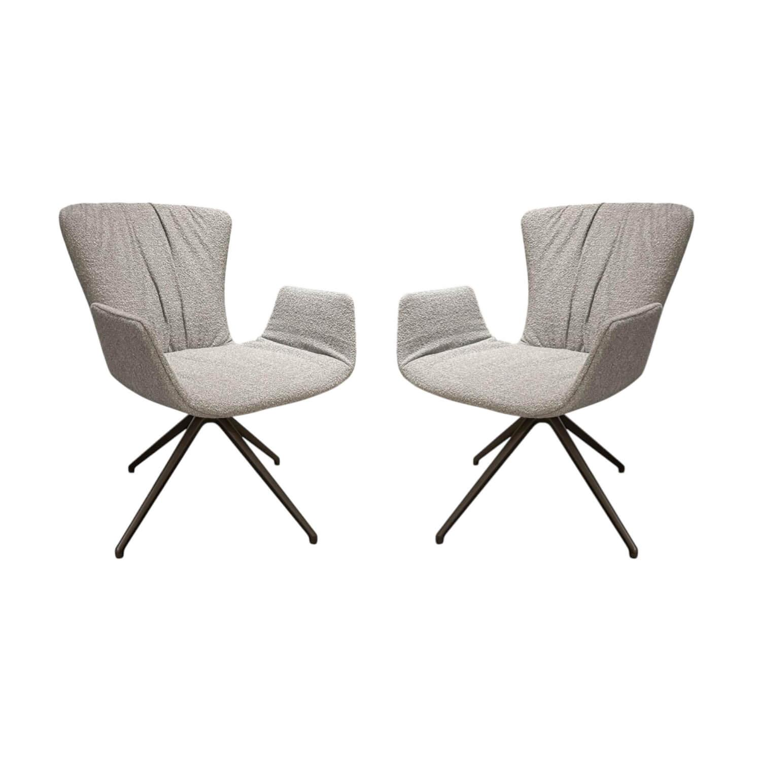 Draenert - 2er Set Armlehnstuhl Dexter Stoff Newport M150 Grau Sternfuß Metall Dunkelbronze Mit Gleitern - 1