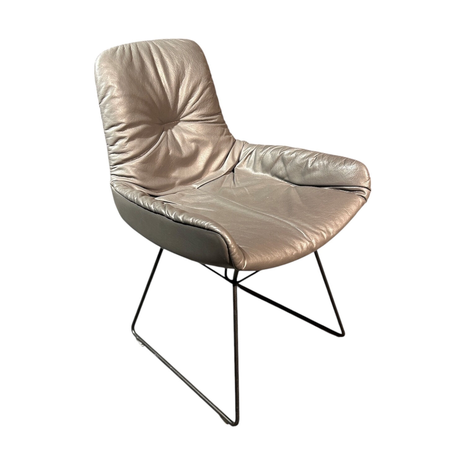 Freifrau - Stuhl Leya Armchair Low Leder Sahara Anthracite Anthrazit Gestell Metall Tiefschwarz - 1