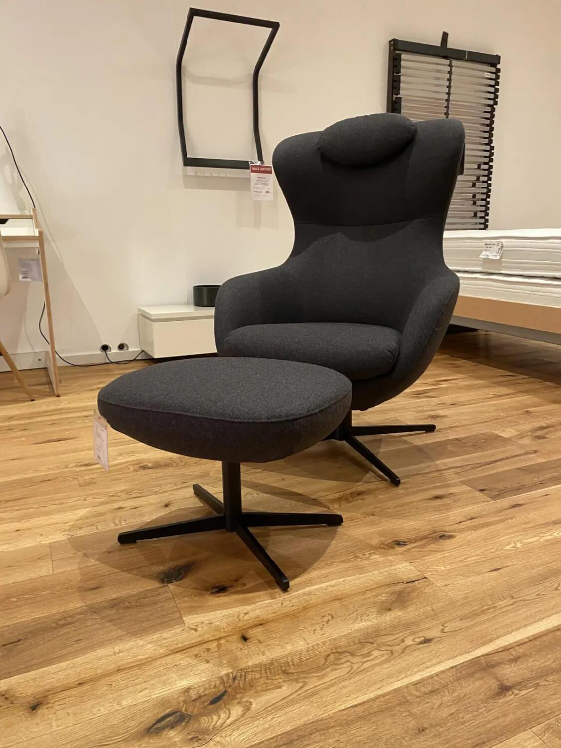 Signet - Sessel Jester Stoff Lana Anthrazit Gestell Metall Schwarz Pulverbeschichtet Mit Memory Funktion Inklusive Hocker - 5