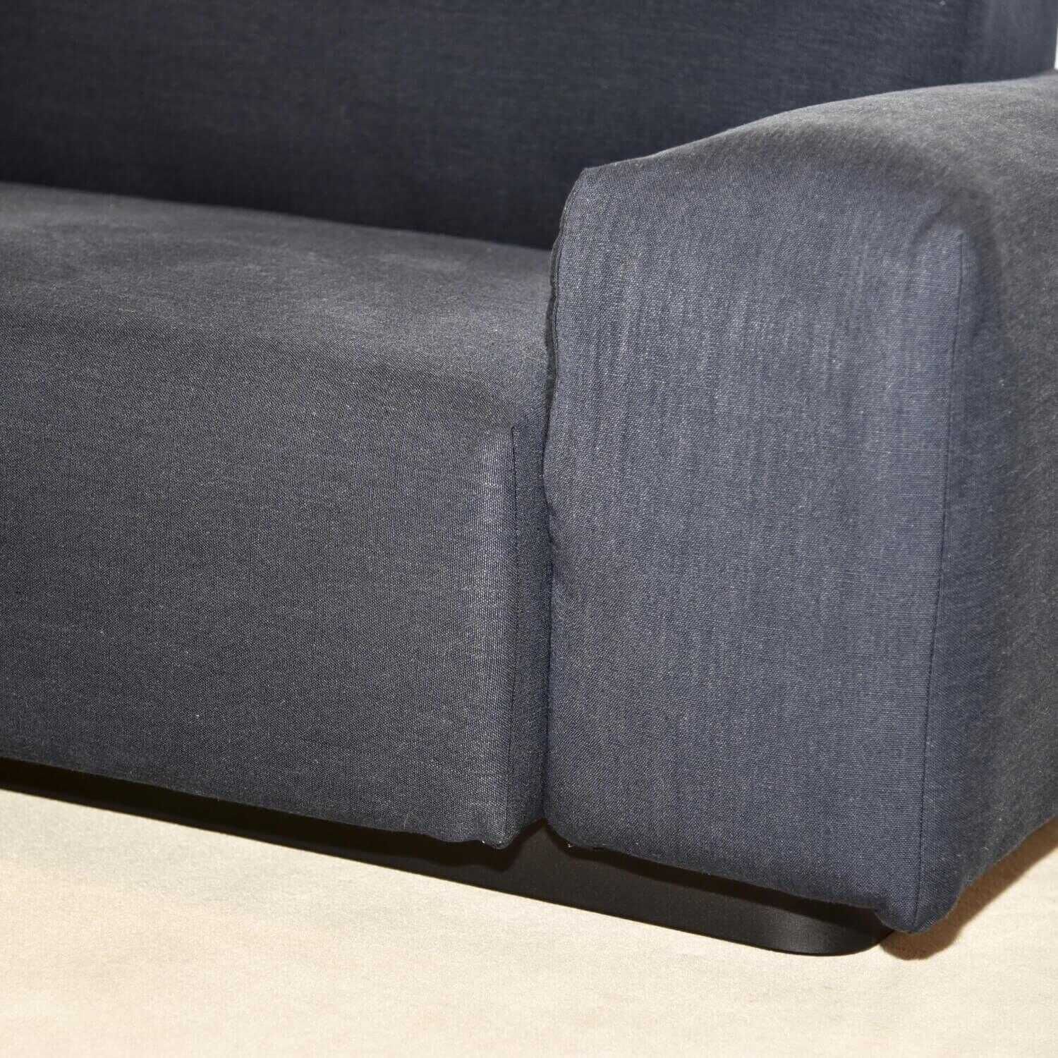 Sofa Dreisitzer Soft Modular Stoff Olimpo Atlantik Blau Mit Hocker
