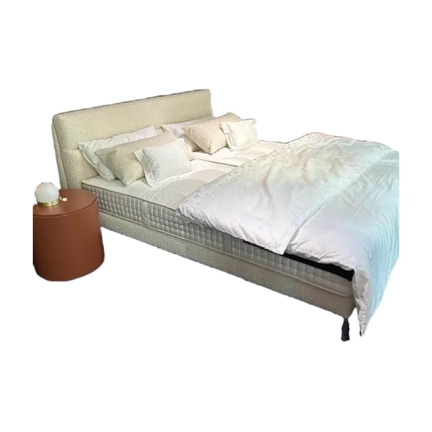 Schramm - Boxspringbett Cleo Origins Complete Stoff Andy 2980 White 4 Weiß Kopfteil Cleo Fuß GP Kristallweiß Weiß Mit Matratze - 1