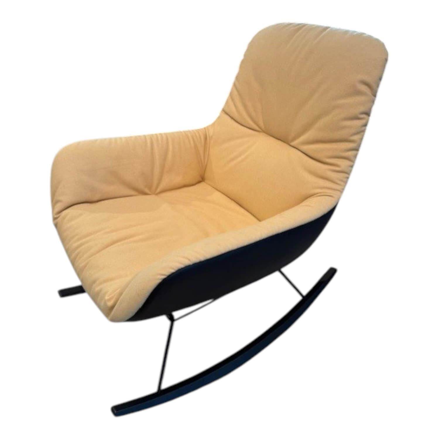 Freifrau - Sessel Leya Rocking Lounge Chair Stoff Bergen 477 Beige Leder Ebony 60009 Schwarz - 1