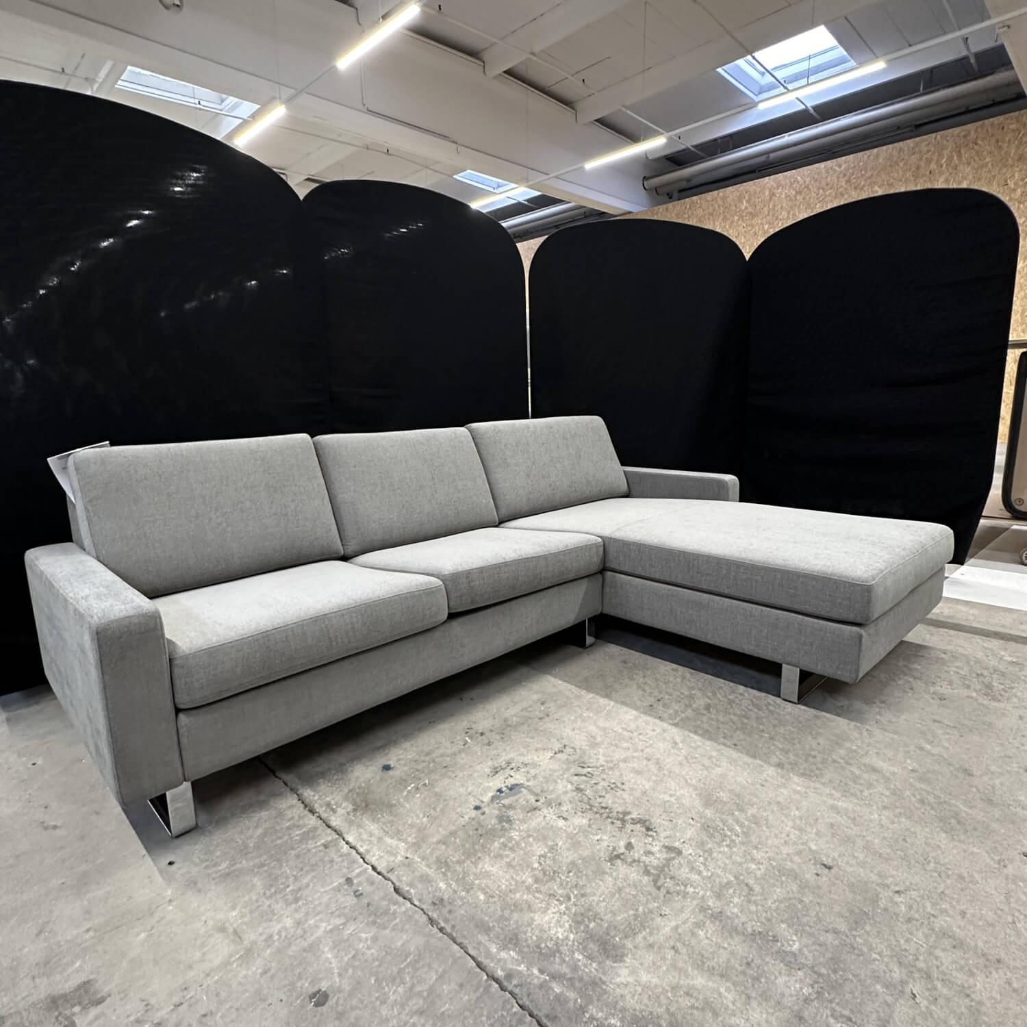 COR - Ecksofa Conseta Stoff 8159 Mittelgrau Metallkufen Verchromt - 8