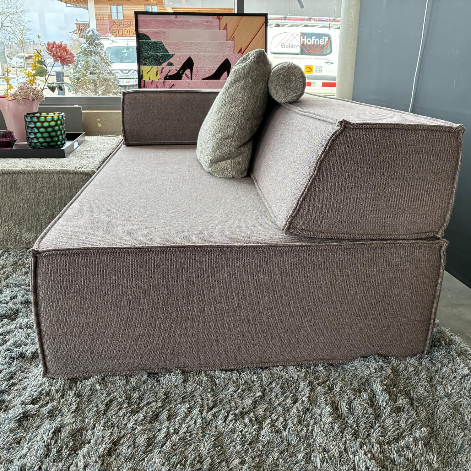 COR - Ecksofa Trio Stoff 9120 Marone Violett Und 9047 Greige Grau Beige - 8