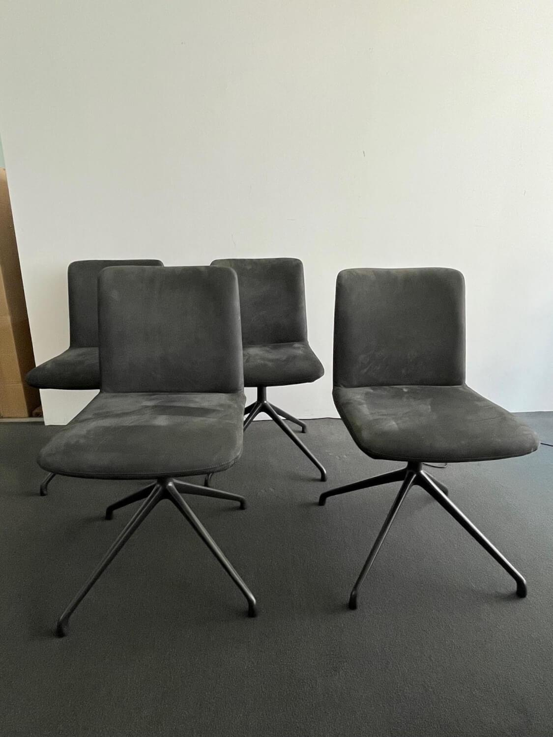 Riva1920 - 4er-Set Stuhl Soft D4 Leder Nabuk 28 Nero B2 Eisen Lackiert Irondest - 3