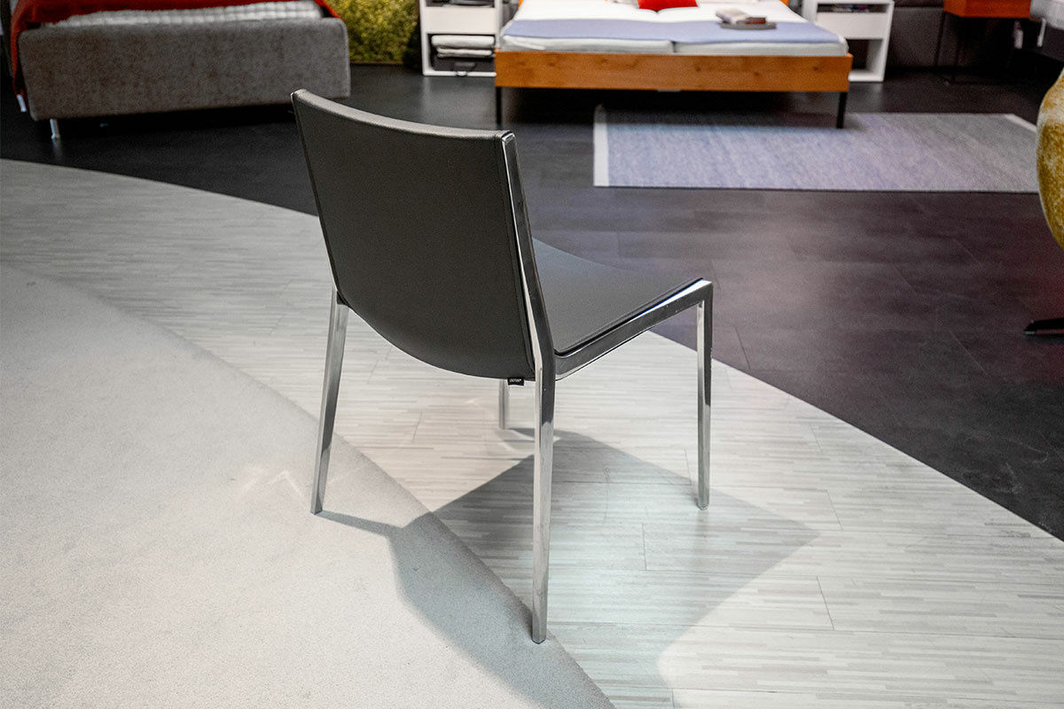 KFF - 8er-Set Stuhl Unique Leder Napoli Schwarz Gestell Aluminium - 5