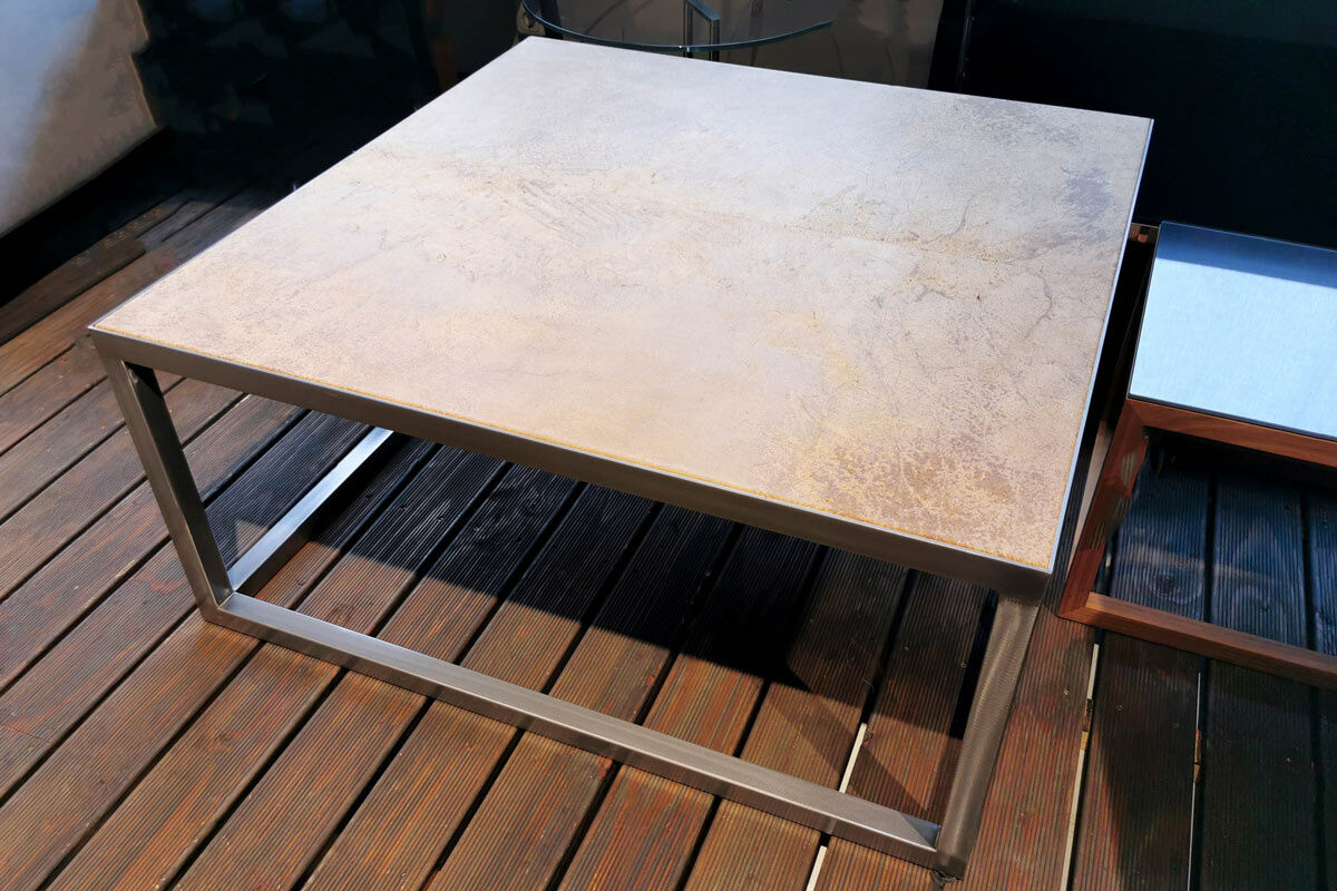 Baxter - Couchtisch Trinity Platte Leder Mali Cognac Braun Gestell Metall - 3