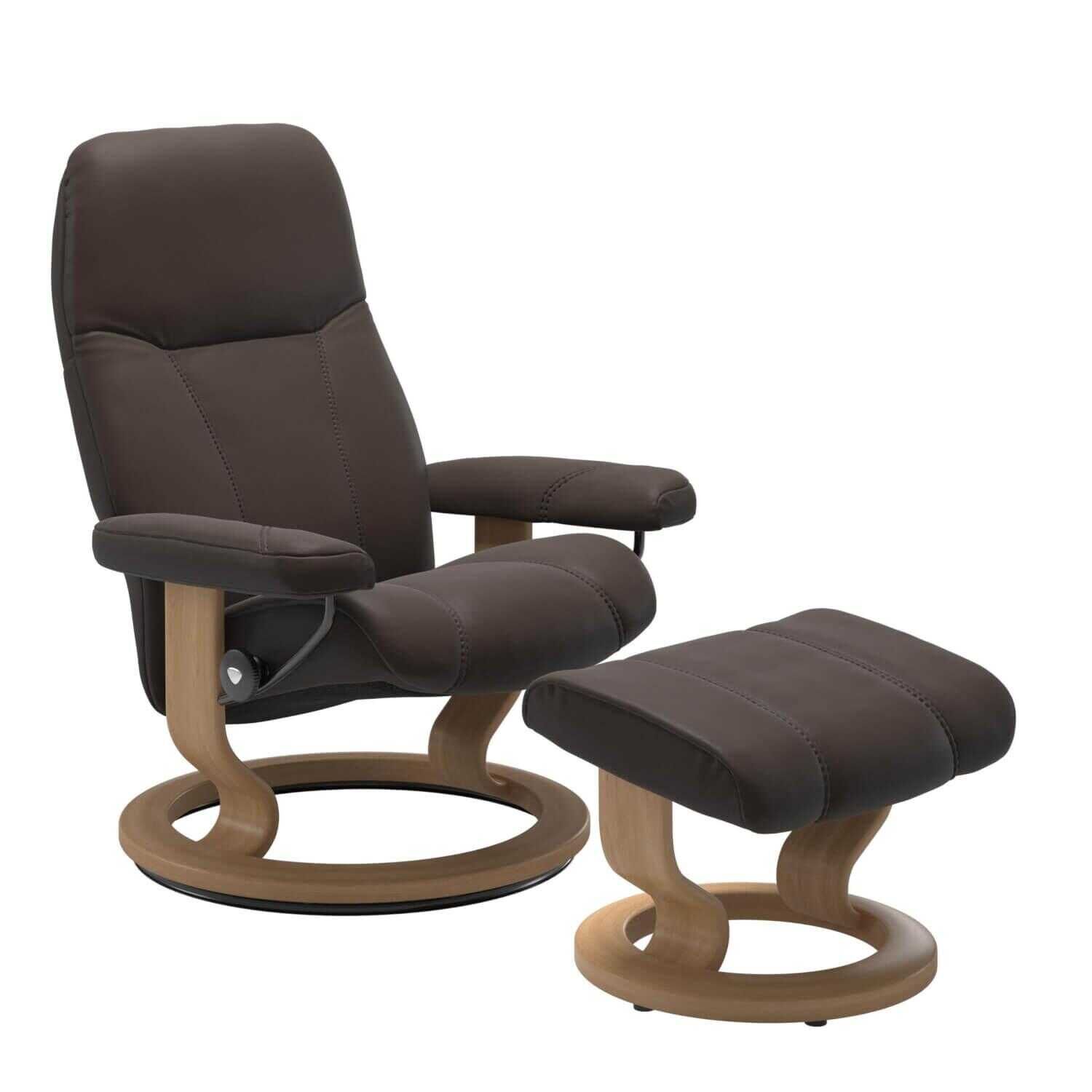 Stressless - Stressless Consul M Classic Base Leder Batick Brown mit Hocker - 1