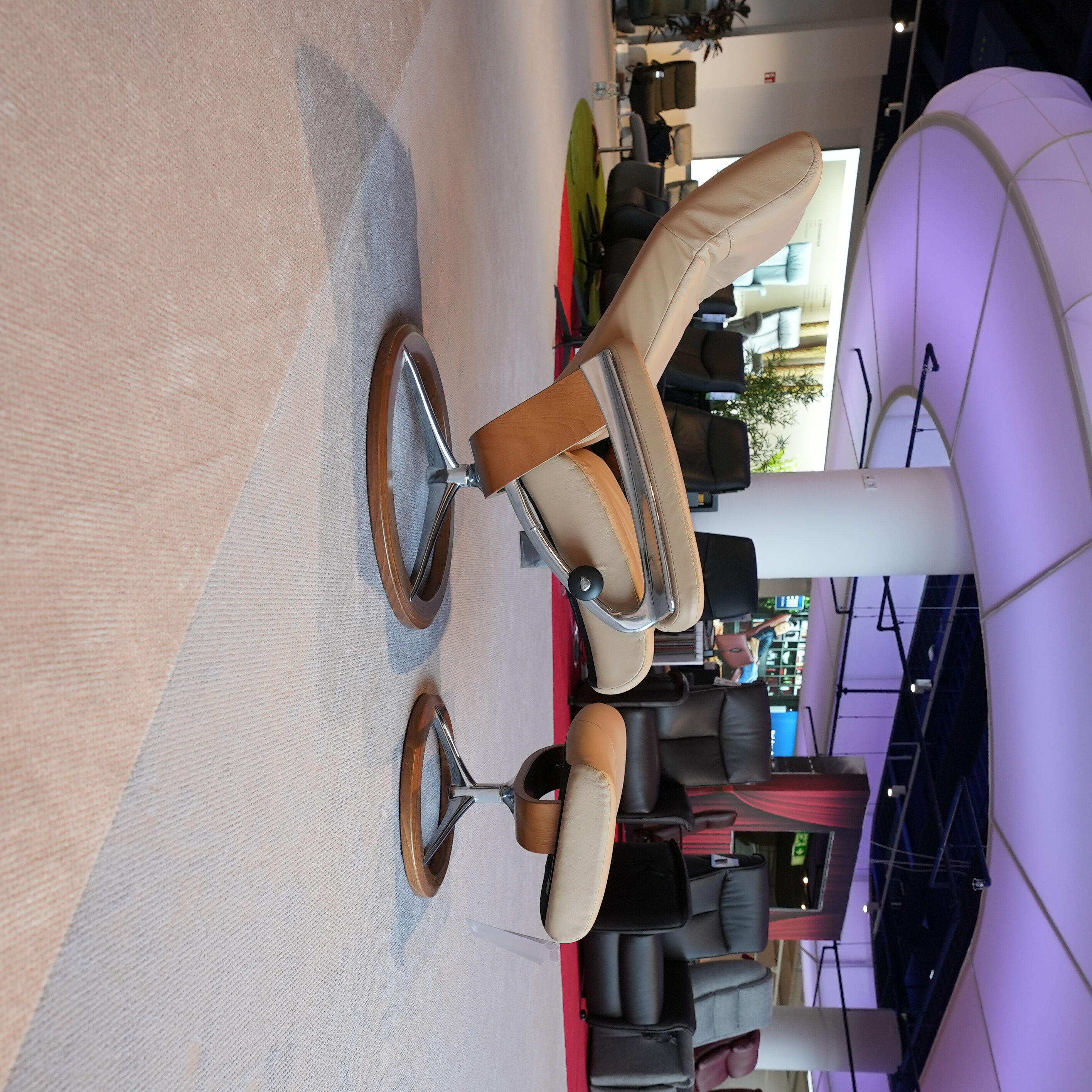 Stressless - Sessel Dover M Leder Batick Latte Gestell Teakholz mit Hocker - 5