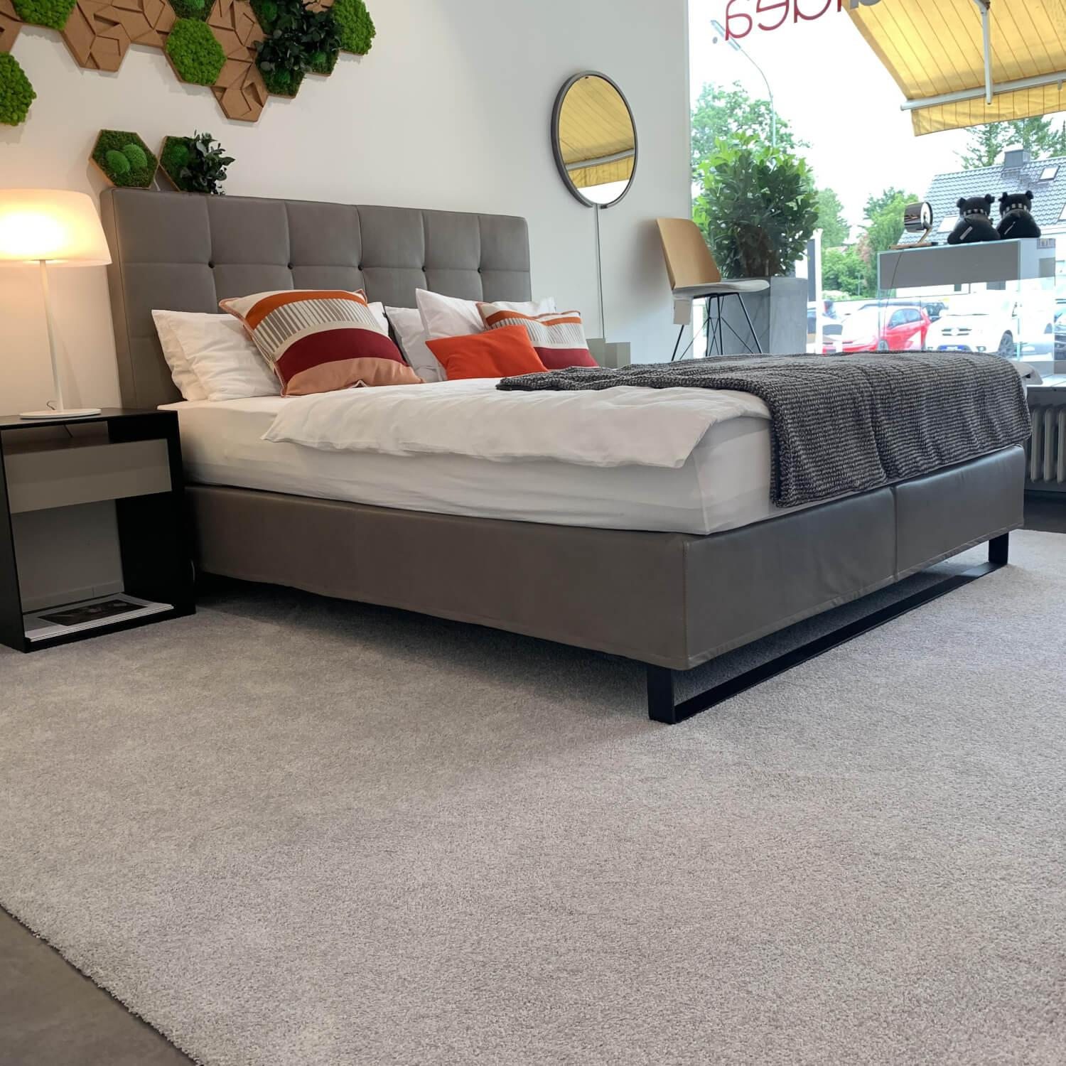 Möller Design - Boxspringbett Bohemian C Leder Acacia Grau mit Matratze Paisley P5 - 1