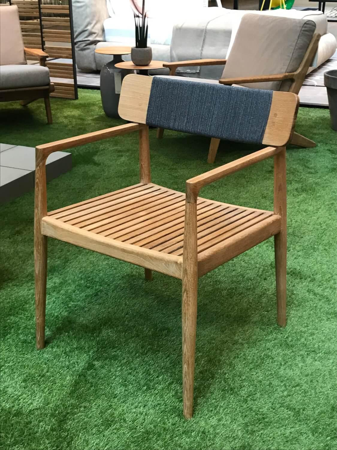 4er-Set Armlehnstühle Archi Dining Chair Teak-Massivholz Rücken Mit Seil Umwickelt