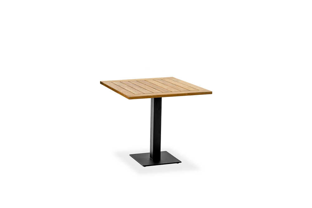 Tisch Bistro Gestell Stahl Verzinkt Anthrazit Tischplatte Teak Geölt