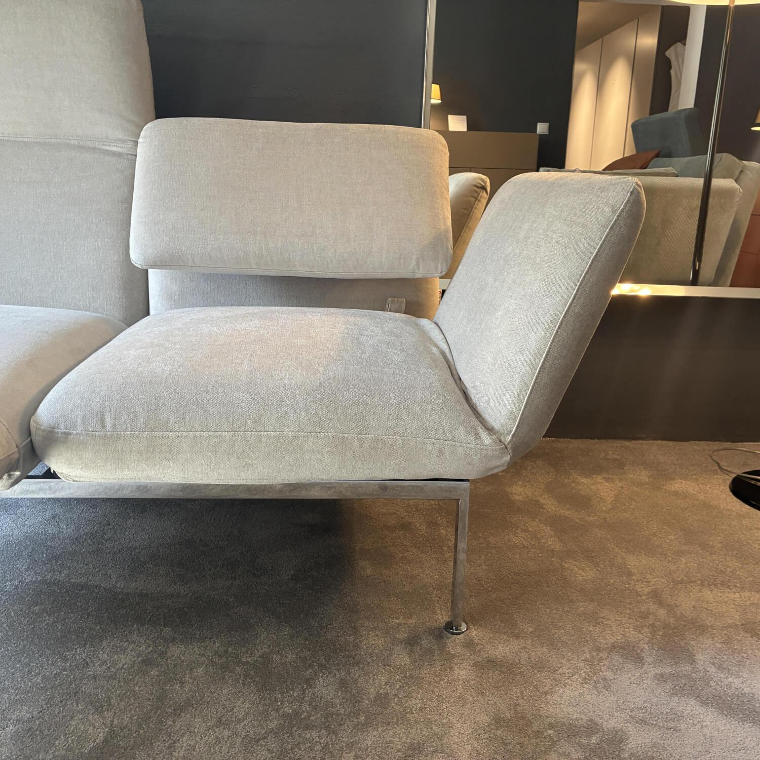 Brühl - Sofa Roro Small Stoff 3613 0045 Beige Grau Gestell Metall Verchromt Mit Verstellfunktion - 6