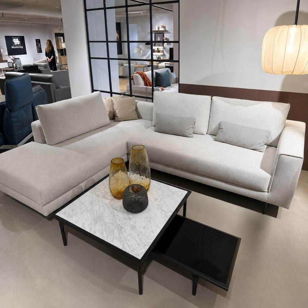 Rolf Benz - Ecksofa 424 Stoff 044.12 Seidengrau Grau Beige Füße Umbragrau Matt - 3