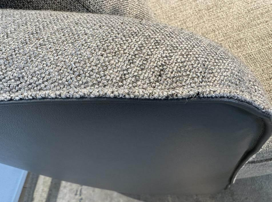 Walter Knoll - Sofa Ishino Stoff Togba Pebble Grau Meliert Rücken Leder Congress 1441 Basalt Schwarz Sockel Schwarz Lackiert Inklusive Kissen - 5