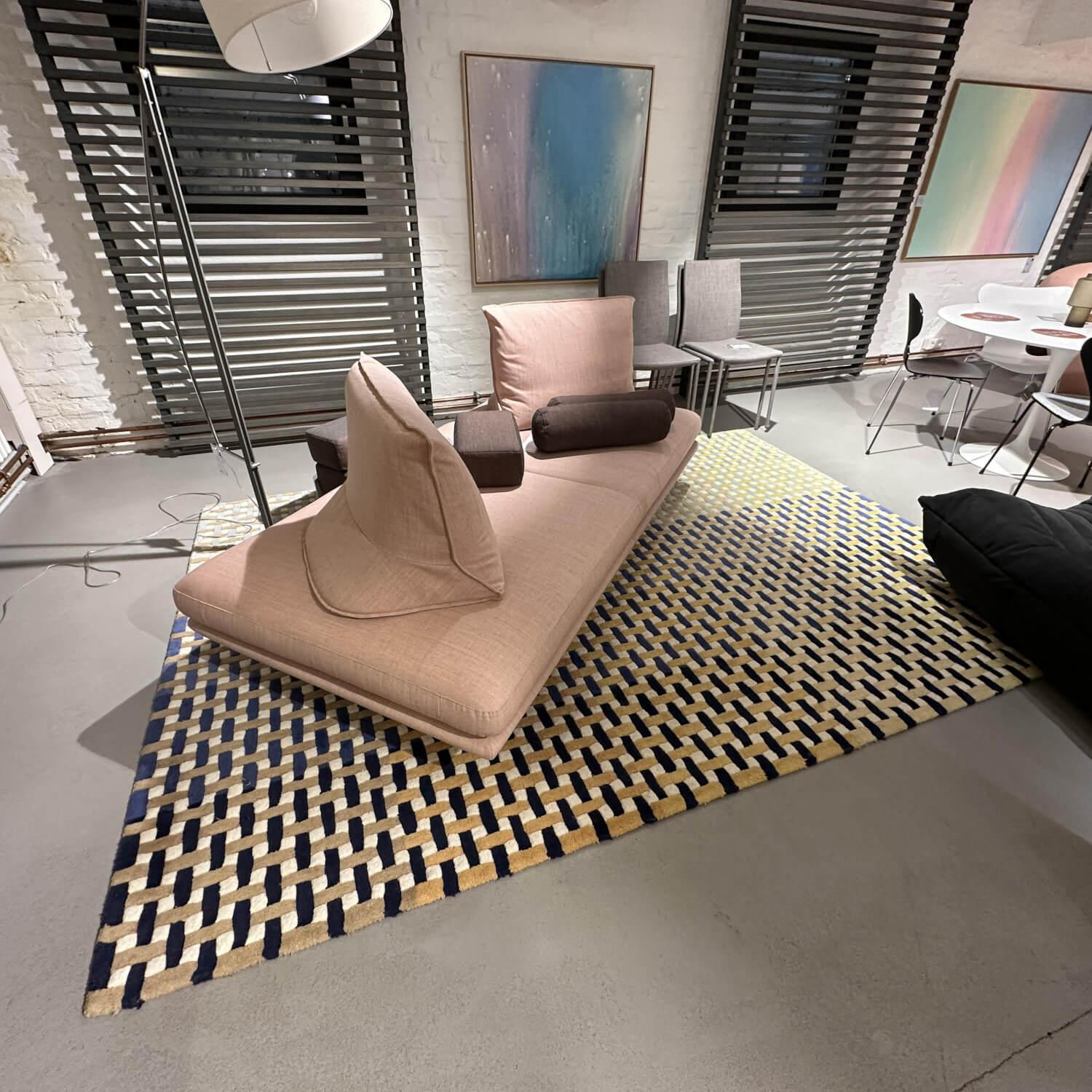 Ligne Roset - Teppich 207x297 Entrelacs Wolle Blau Gelb Creme Handgetuftet - 4