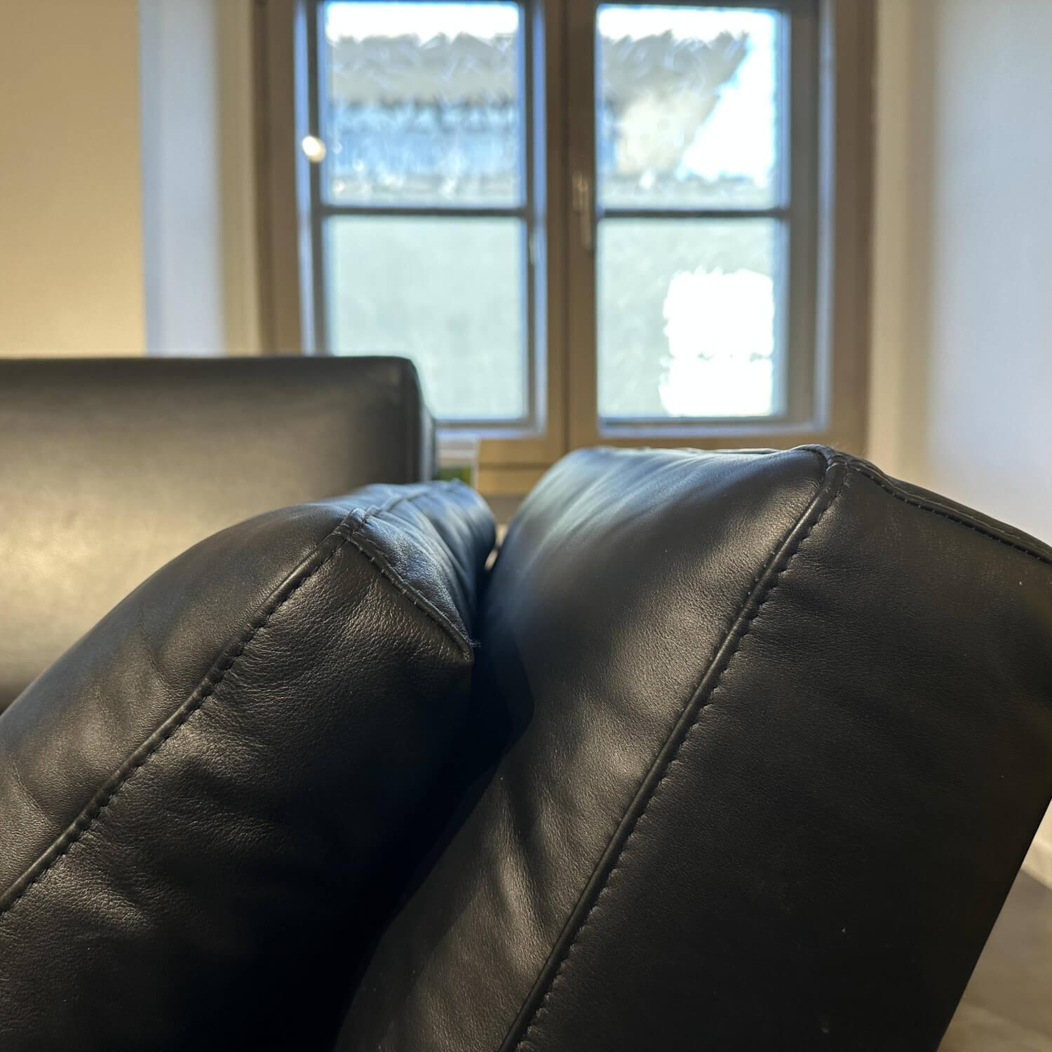 Brühl - Funktionssofa Anilinleder 5669 10 Lama Schwarz Gestell Metall Schwarz Pulverbeschichtet Mit Rollen - 2