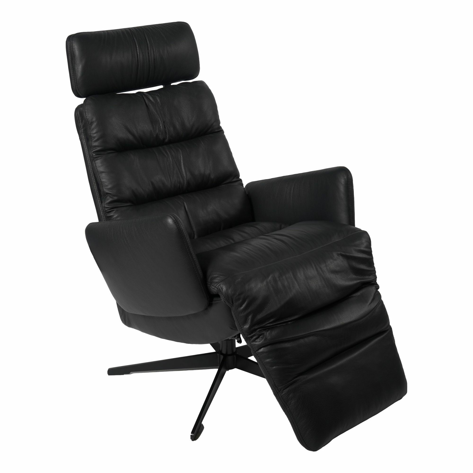 KFF - Relaxsessel Arva Leder Sauvage Schwarz 8105 Gestell Schwarz mit elektrischer Verstellung - 1