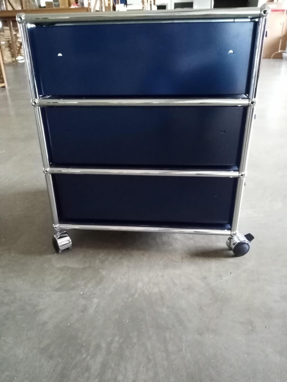USM Haller - Rollcontainer Stahlblau Edelstahl - 6