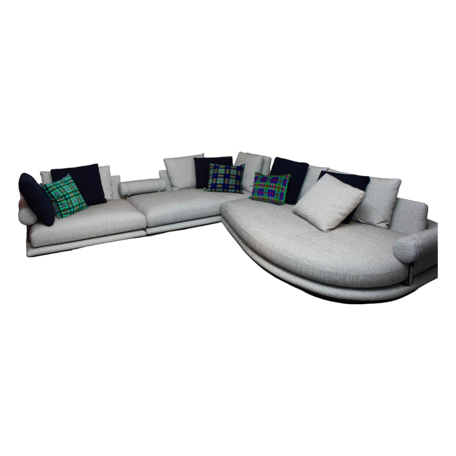 B&B Italia - Ecksofa Noonu Stoff Sara Anthrazit Melange 159 mit 12 Kissen - 1